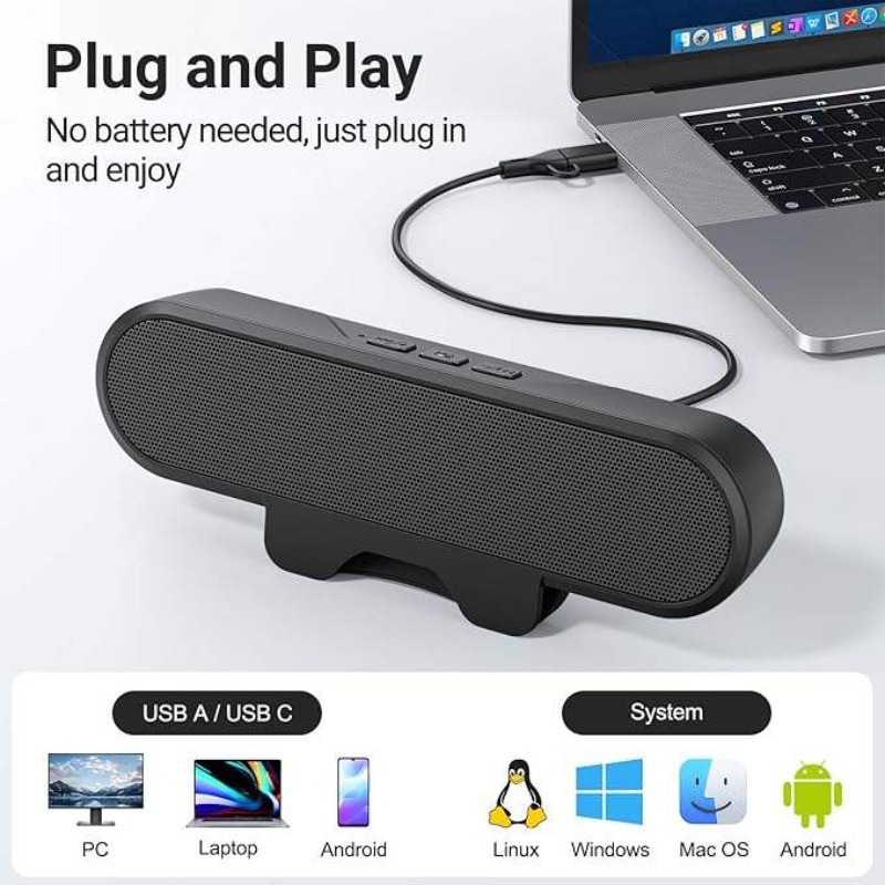 Audio Music Online Mp3 - Portable Clip-on USB Soundbar 10W High-Power