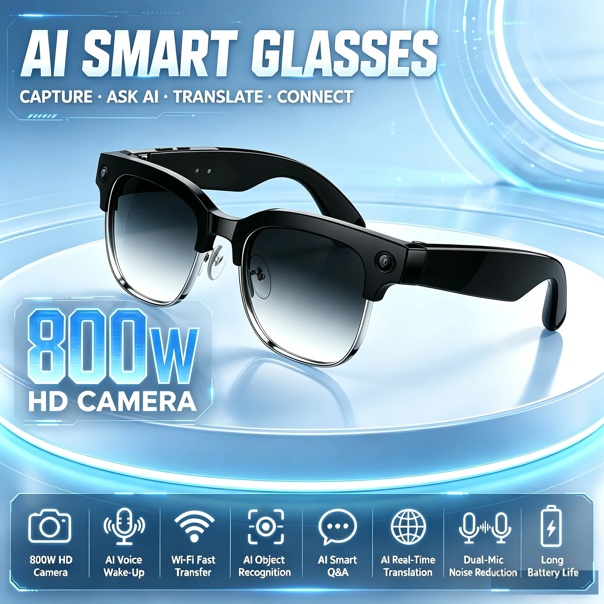 Audio Music Recognition - AI Smart Glasses with Voice Wake