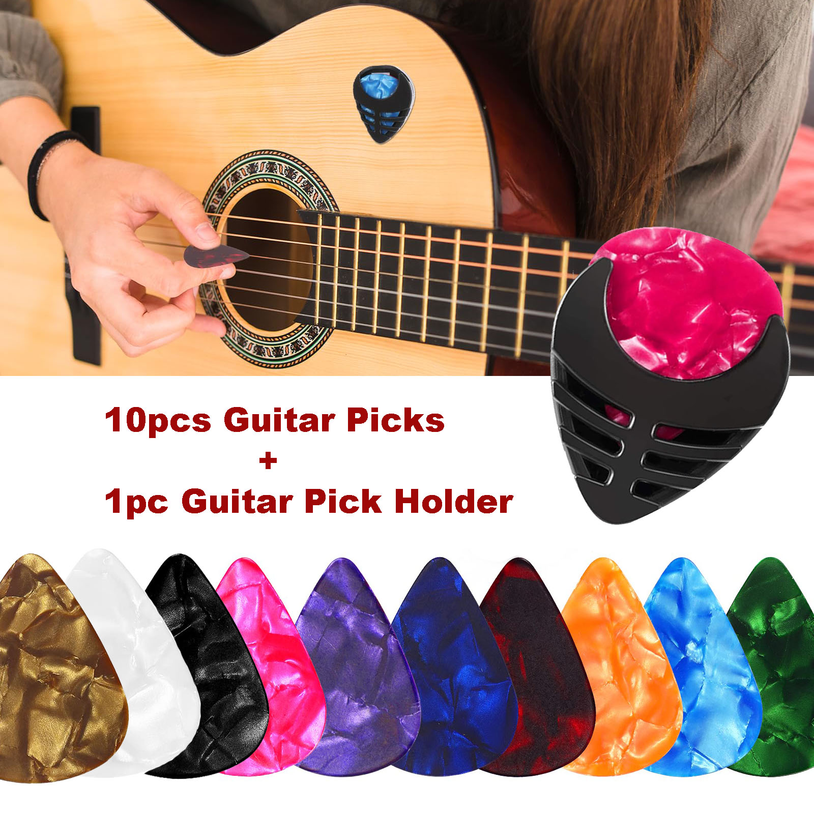 Electric Guitar Pick Pack - 10pcs Guitar Picks & 1pc Pick