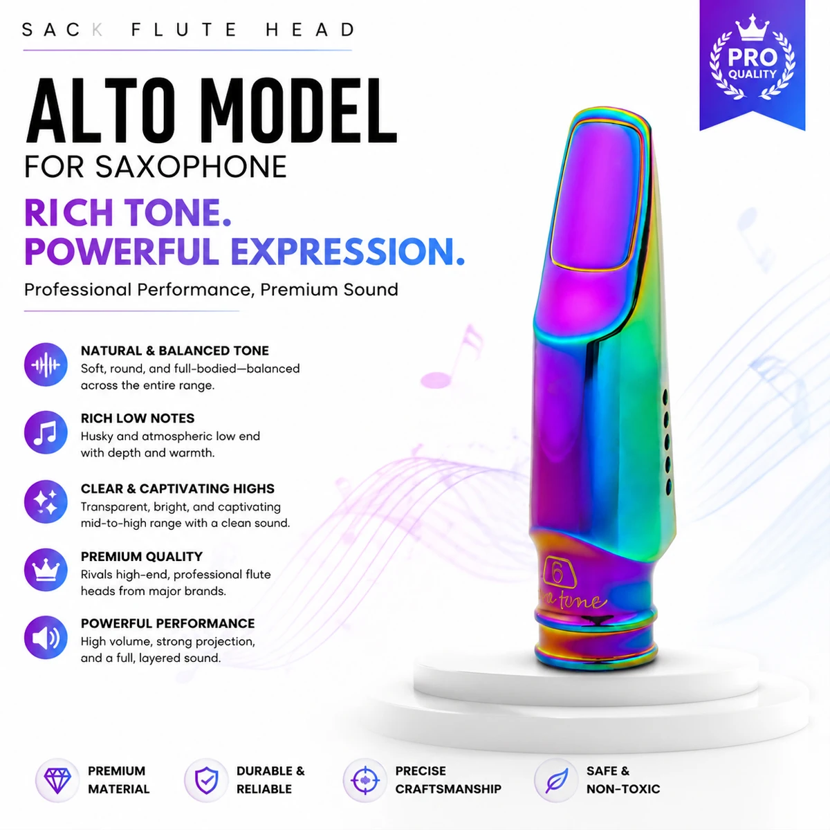 Trombone Mouthpiece - Aurora Iridescent Alto Saxophone Mouthpiece Metal