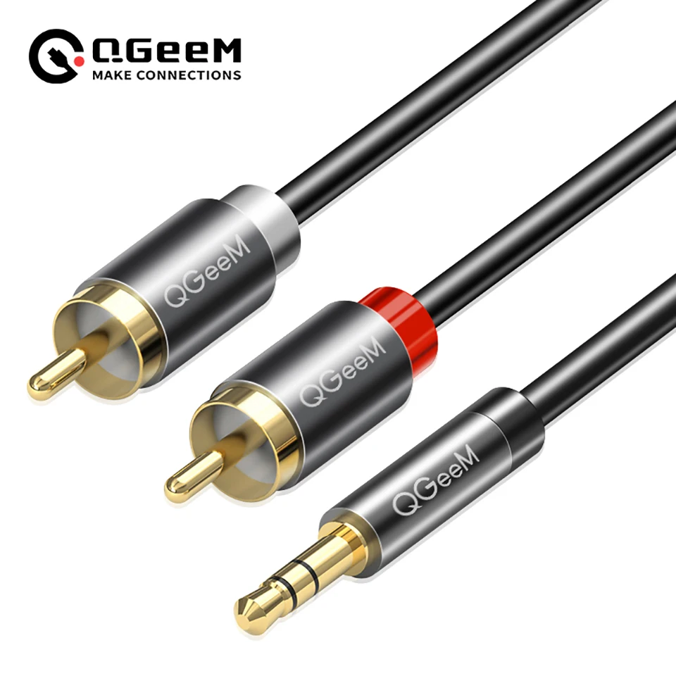 QGeeM RCA Cable 2RCA to 3.5 Au - Audio Music Mixer ulasan dan harga