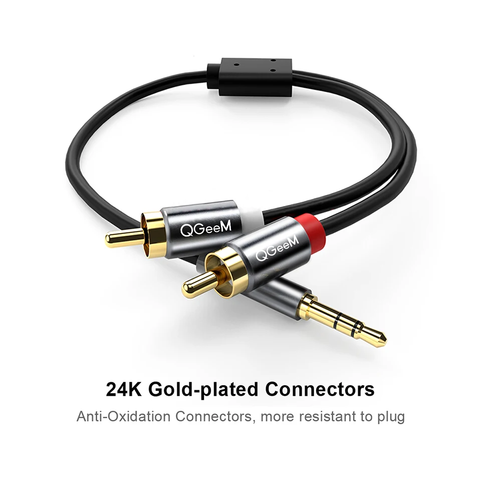 QGeeM RCA Cable 2RCA to 3.5 Au - Audio Music Mixer ulasan dan harga