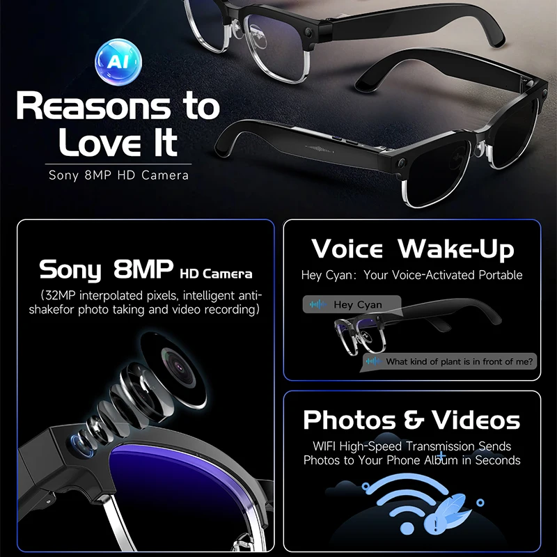 AI Smart Translation Glasses W - Audio Music Recognition ulasan dan harga