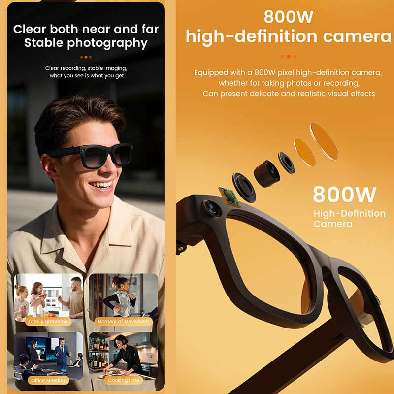 Smart Glasses 800W HD Camera A - Audio Music Recognition ulasan dan harga