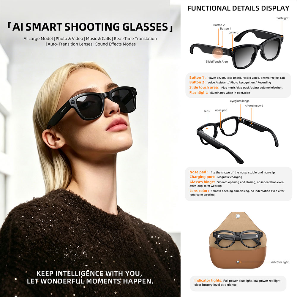 2026 AI Smart Glasses with Cam - Audio Music Recognition ulasan dan harga