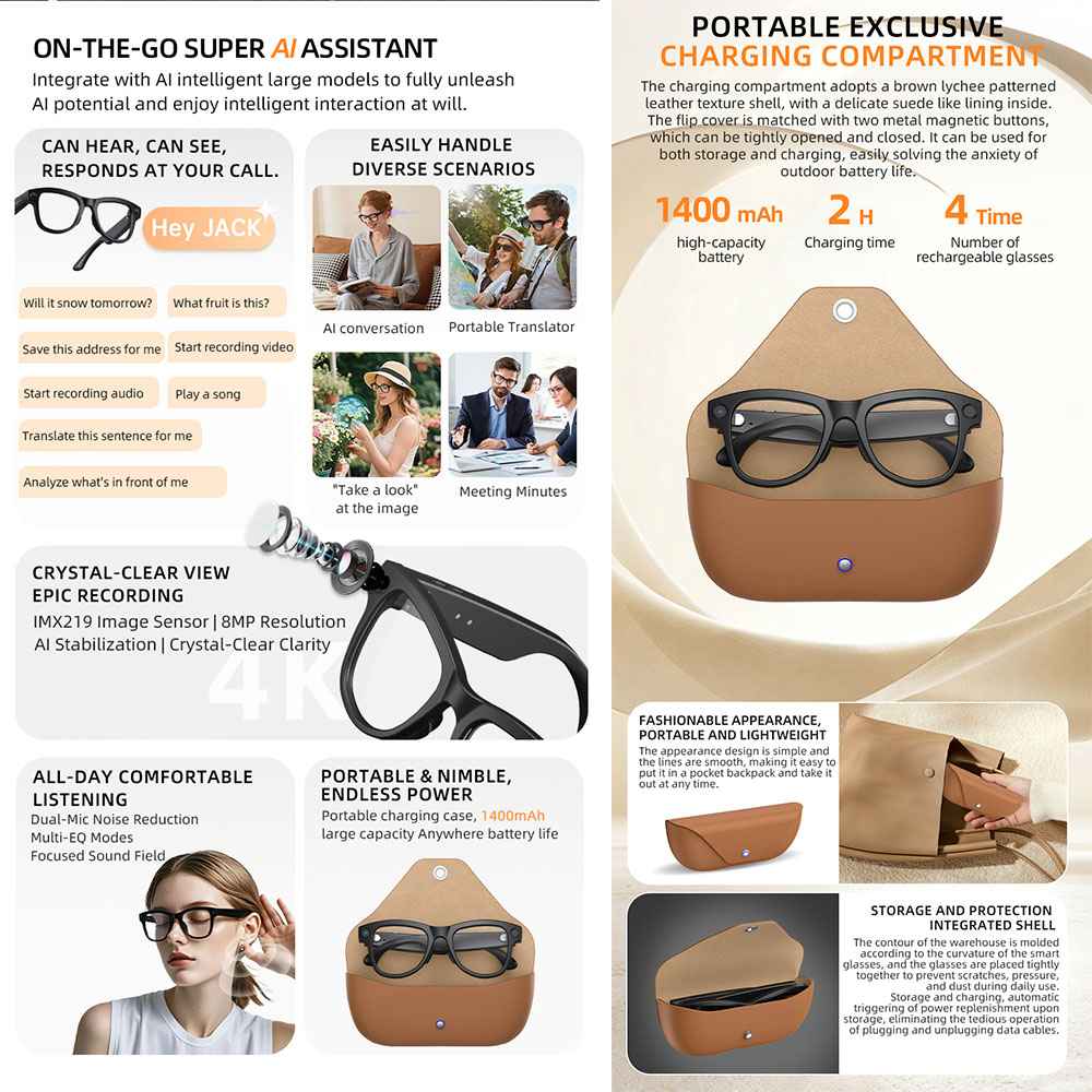 2026 AI Smart Glasses with Cam - Audio Music Recognition ulasan dan harga