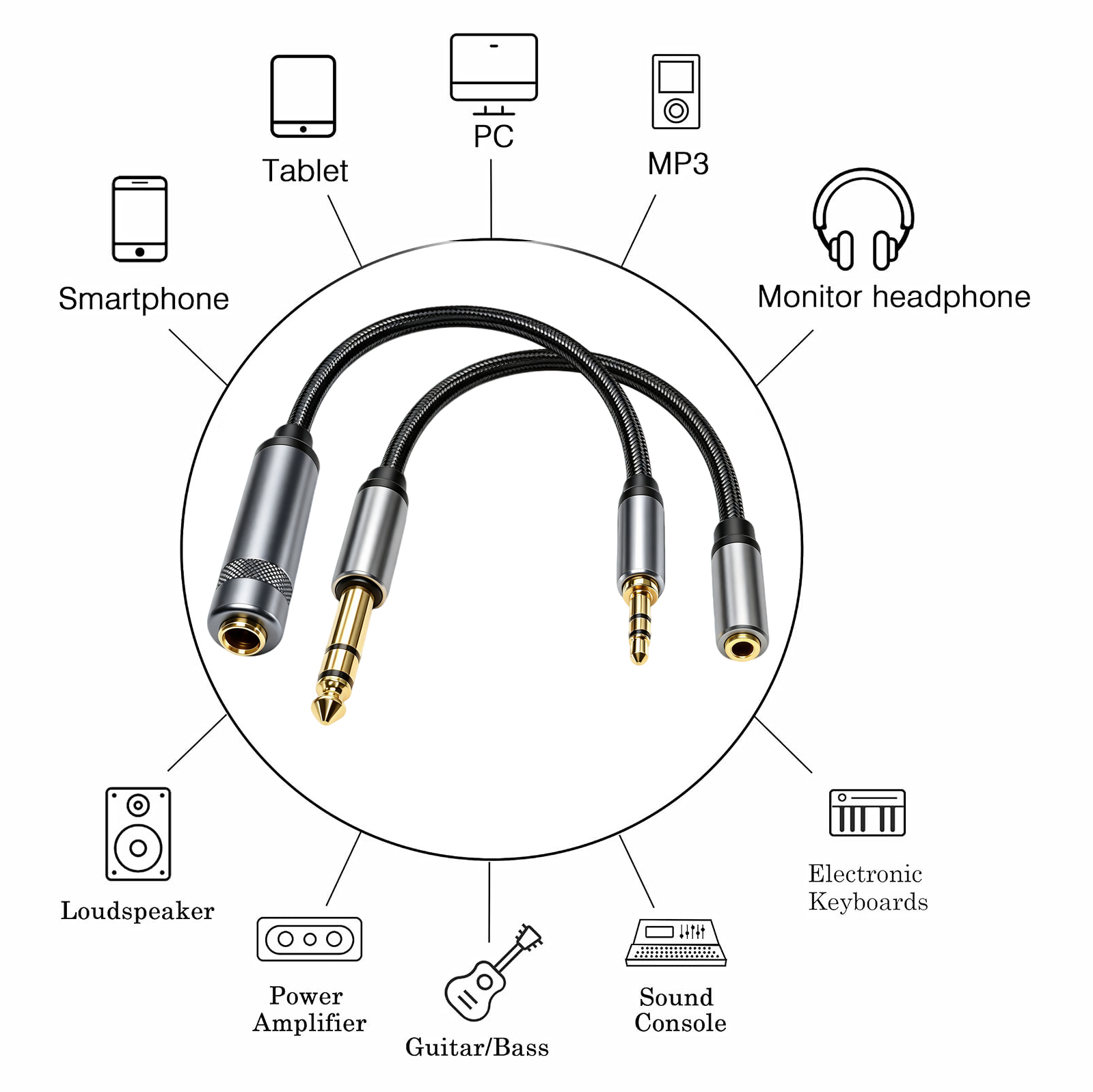 Gold‑Plated 6.35mm 3.5mm TRS S - Audio Music Mixer ulasan dan harga