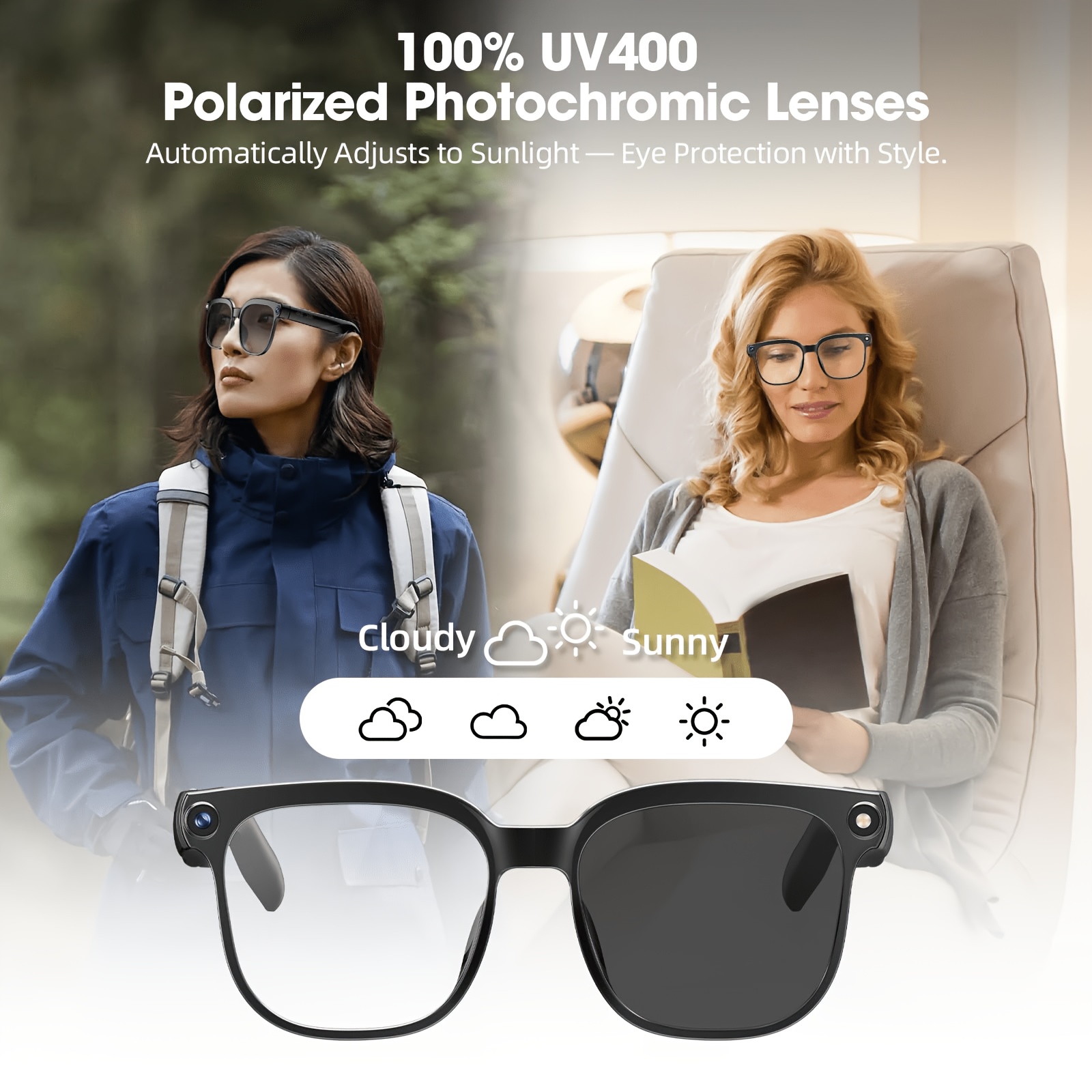 Smart camera glasses, 8-megapi - Audio Music Recognition ulasan dan harga
