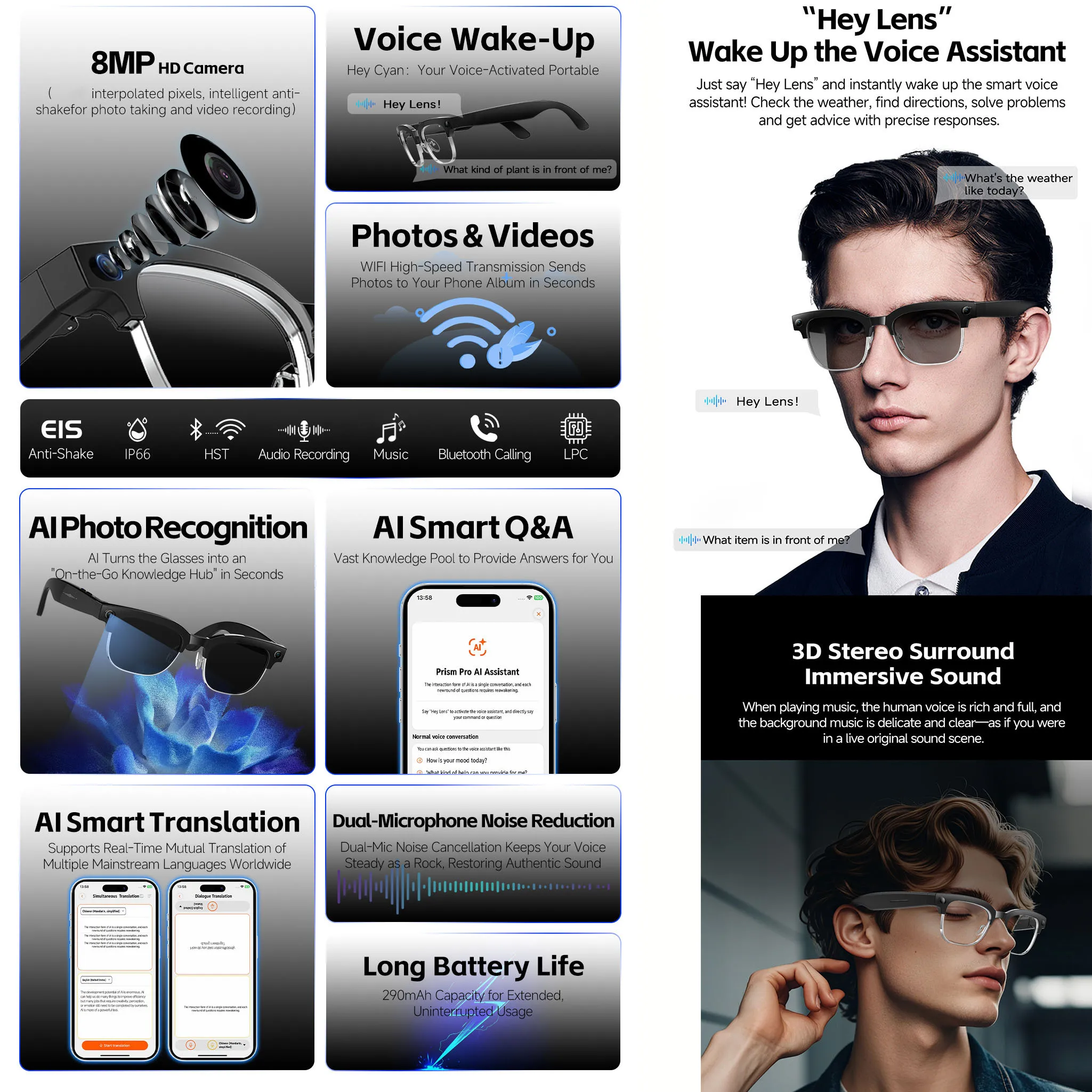AI Smart Glasses with Voice Wa - Audio Music Recognition ulasan dan harga