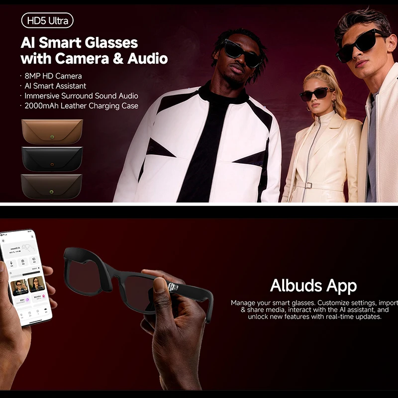 8MP HD CameraAl Smart Glasses  - Audio Music Recognition ulasan dan harga