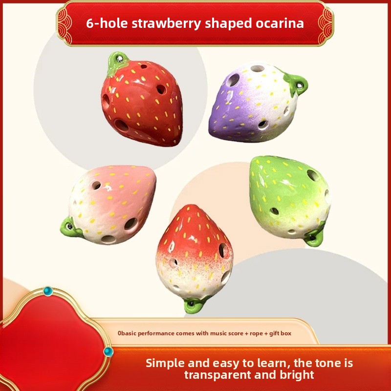 Cute Strawberry Shaped Ocarina - Ocarina Ceramic ulasan dan harga