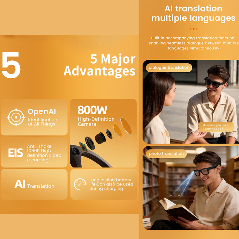 AI Smart Glasses 800W Camera A - Audio Music Recognition ulasan dan harga